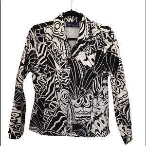 Black & White Light Zip up Dressy Jean Jacket